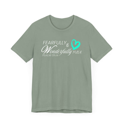 Christian T-Shirt Fearfully & Wonderfully Made Psalm 139:14 - QHC Supply