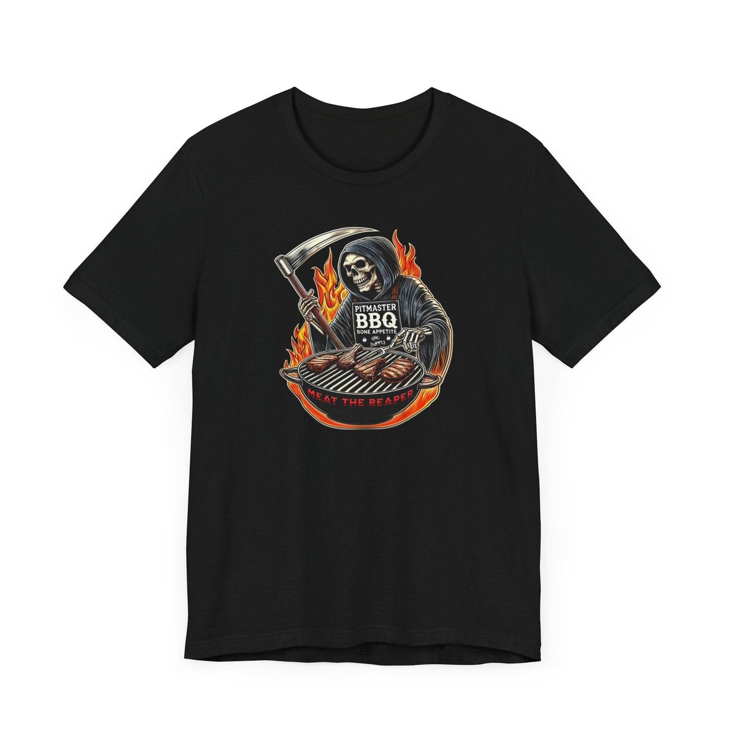 T-Shirt Grim Reaper Meat the Reaper BBQ Grilling Design - QHC Supply