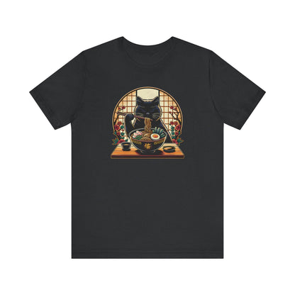 Black Cat Unisex Tee - Ramen Noodle Lover Shirt - QHC Supply