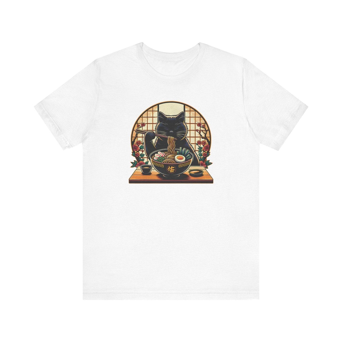 Black Cat Unisex Tee - Ramen Noodle Lover Shirt - QHC Supply