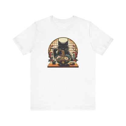 Black Cat Unisex Tee - Ramen Noodle Lover Shirt - QHC Supply