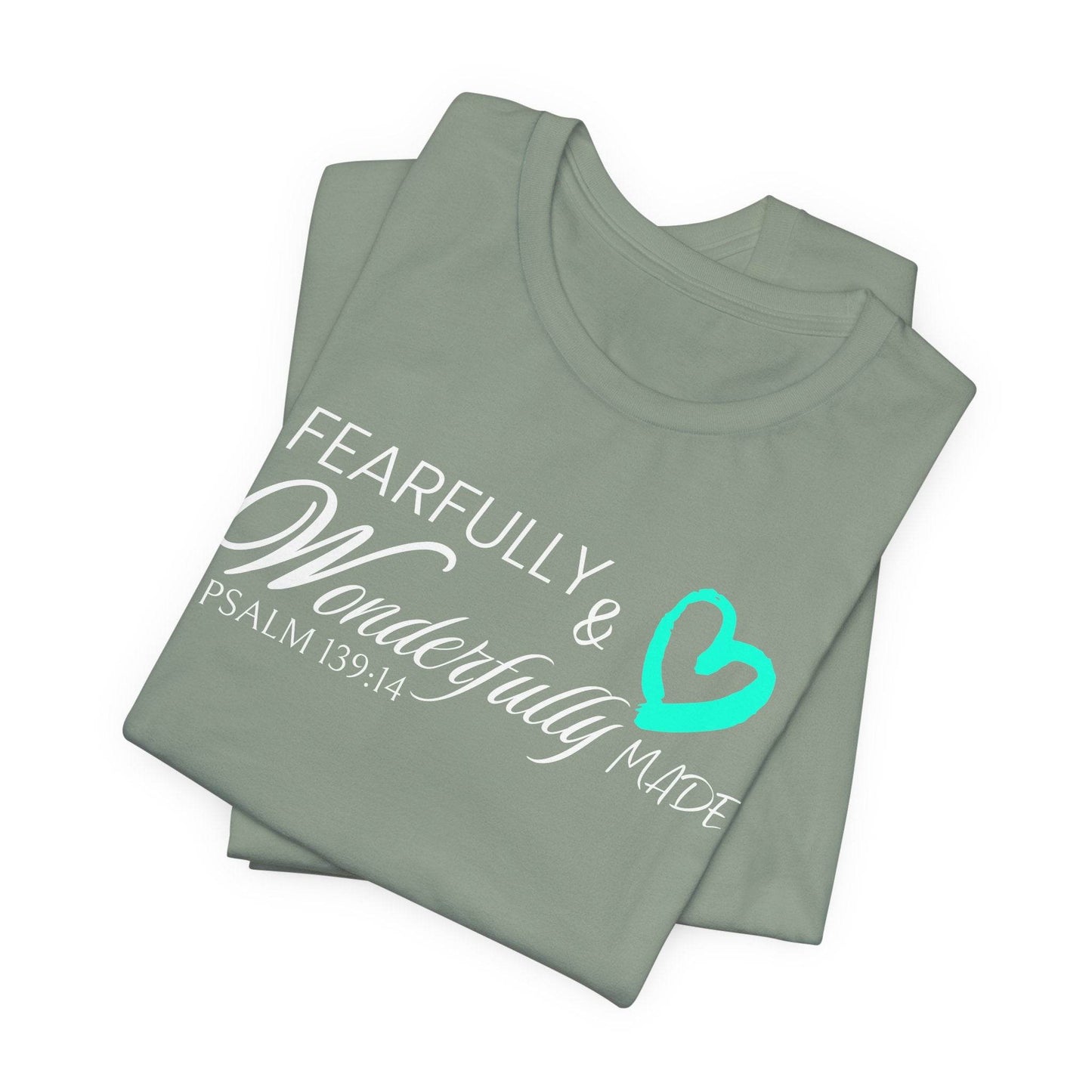 Christian T-Shirt Fearfully & Wonderfully Made Psalm 139:14 - QHC Supply