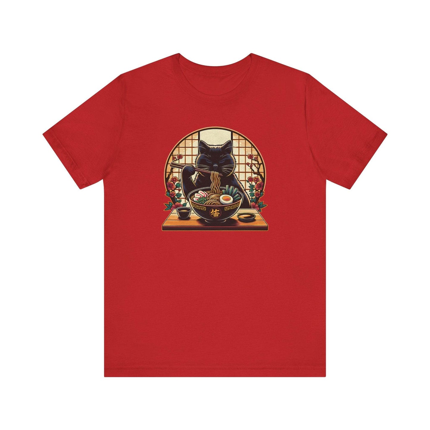 Black Cat Unisex Tee - Ramen Noodle Lover Shirt - QHC Supply