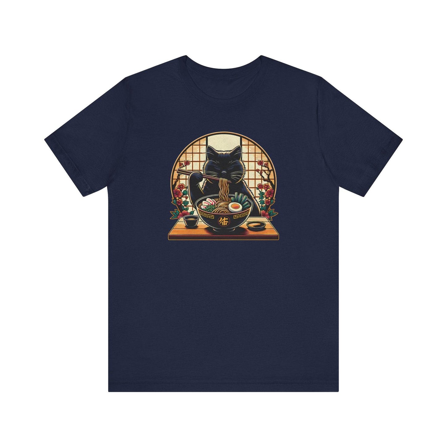 Black Cat Unisex Tee - Ramen Noodle Lover Shirt - QHC Supply