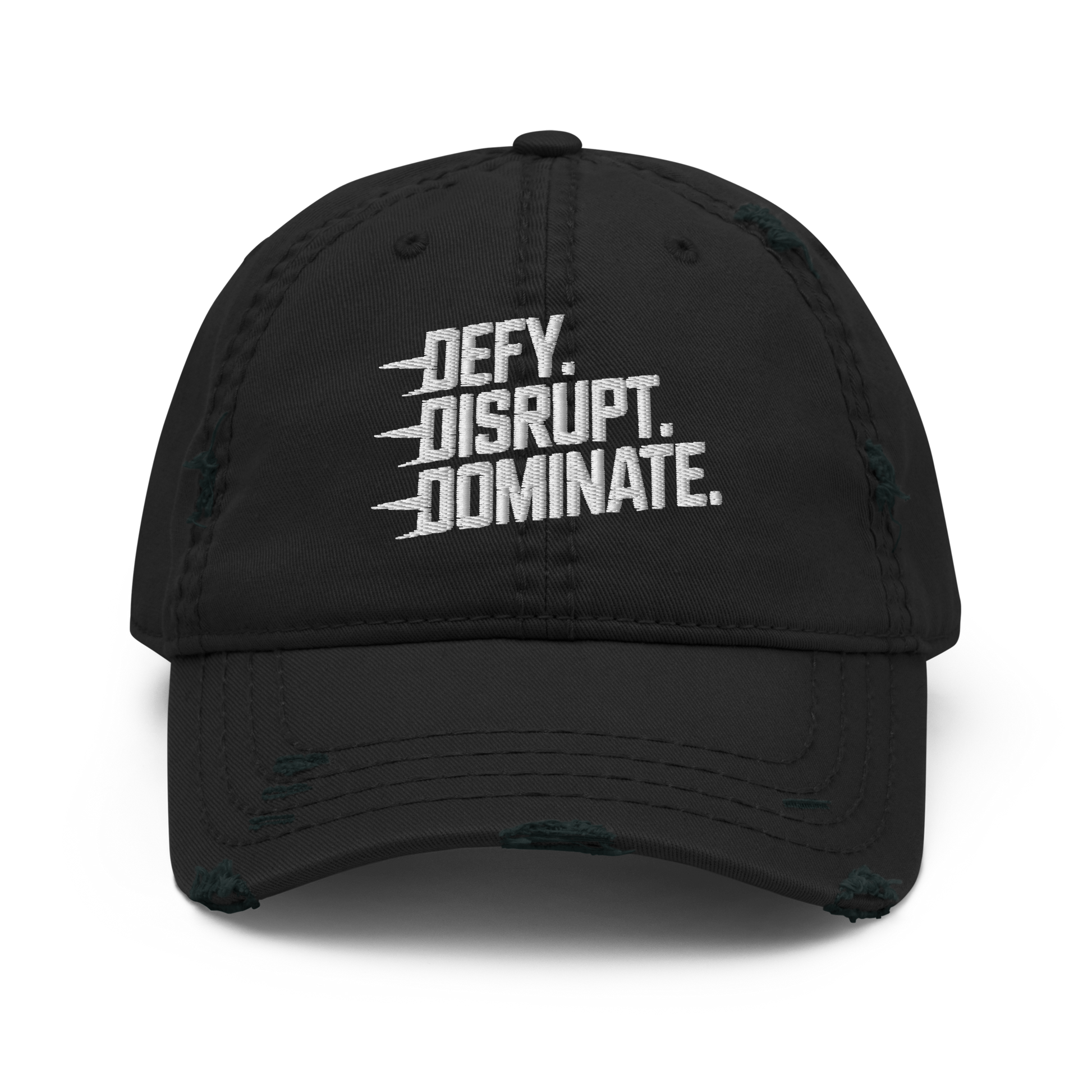 "Defy. Disrupt. Dominate." Distressed Dad Hat