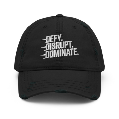 "Defy. Disrupt. Dominate." Distressed Dad Hat