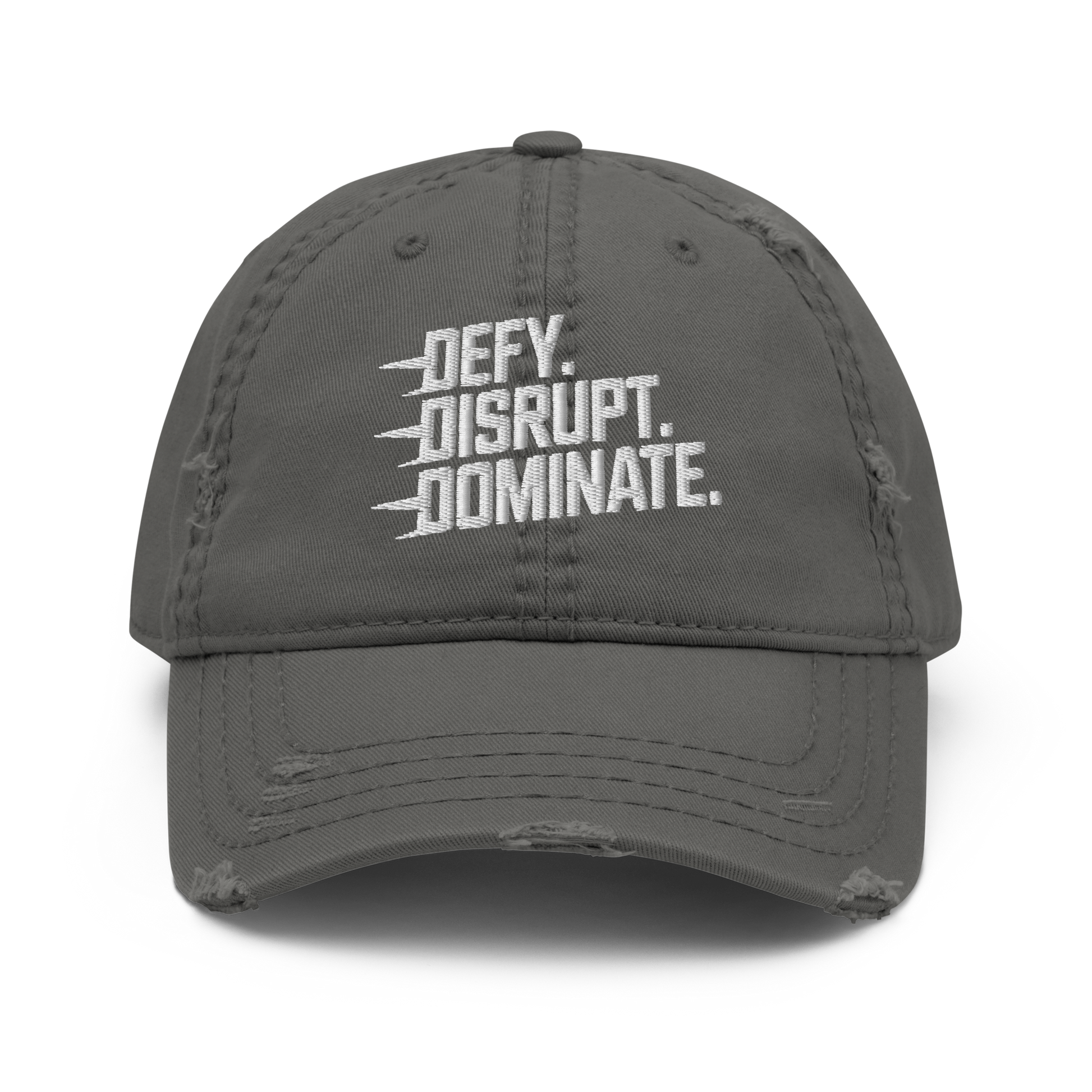 "Defy. Disrupt. Dominate." Distressed Dad Hat