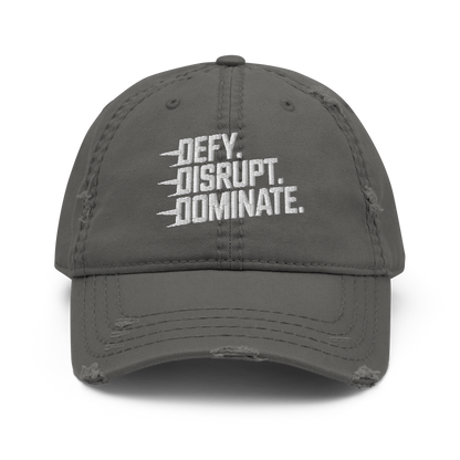 "Defy. Disrupt. Dominate." Distressed Dad Hat